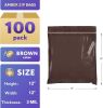 Pack of 100 Amber Zipper Bags 12 x 12 Seal Top Plastic Bags 12x12 Thickness 3 Mil Resealable Packing Bags for Storing Transporting UV Safety Bags for