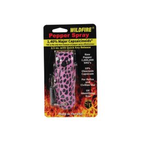 Wildfire 1.4% MC 1/2 oz pepper spray fashion leatherette holster and quick release keychain cheetah black/pink